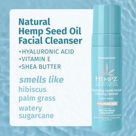 Hempz creamy foam texture close-up demonstrating gentle lather and hydrating performance