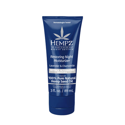 Hempz front jar showing Lavender & Chamomile label and calming scent benefits