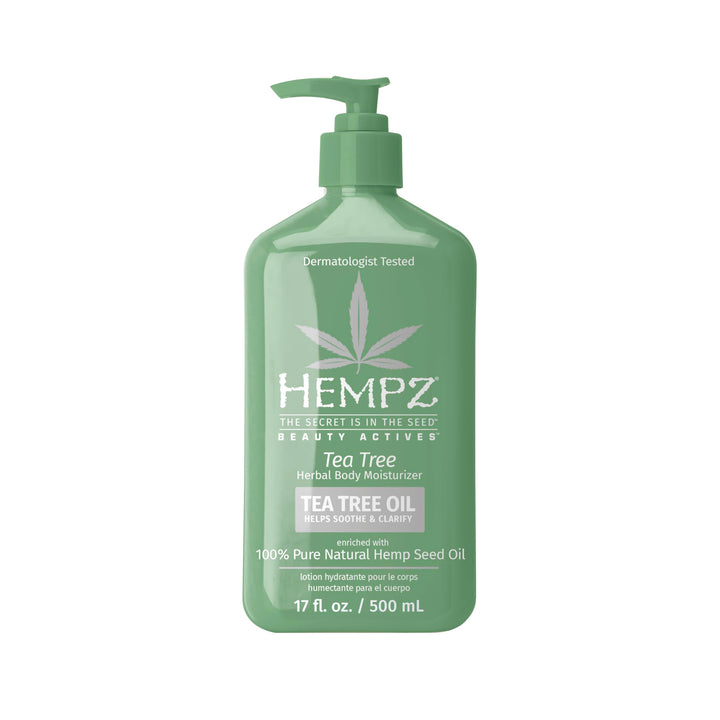 Hempz front packaging 17 oz bottle shows label and size for clear identification and confidence