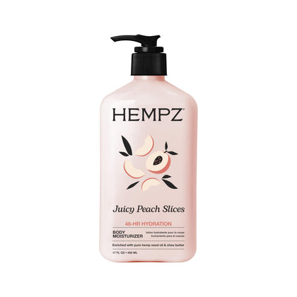 Hempz front bottle showing Juicy Peach label and bright peach scent
