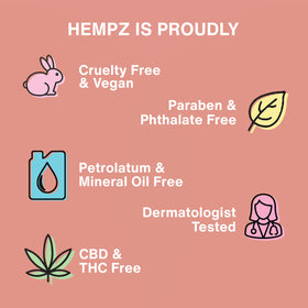 Hempz bottle next to common items showing 17 fl oz size for value