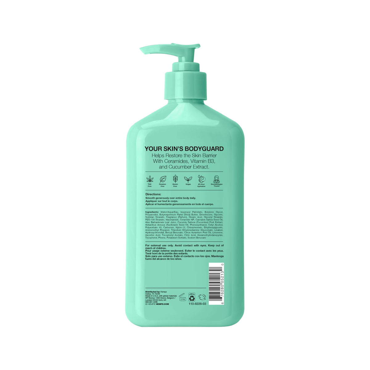 Hempz label closeup highlighting ingredients and transparency benefit