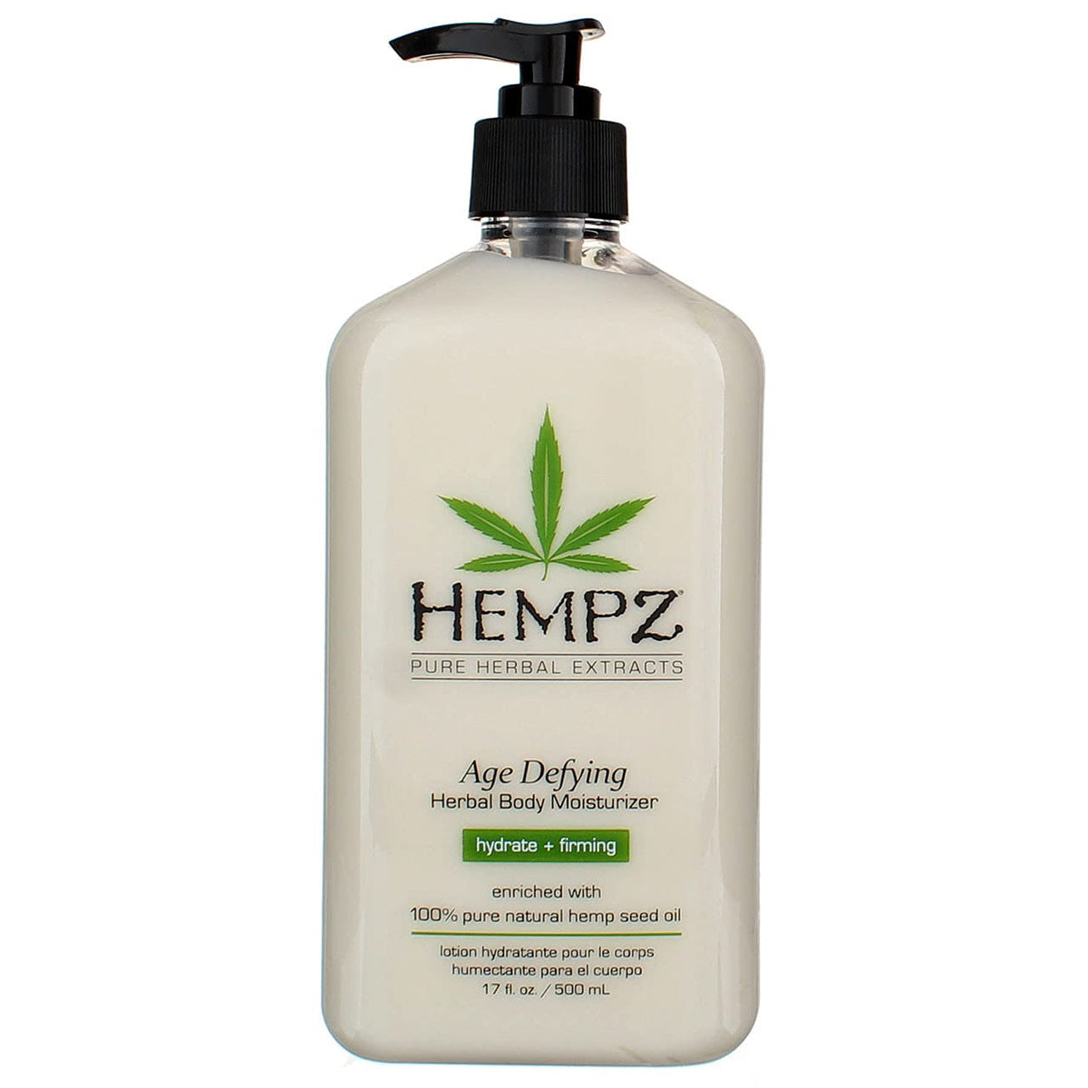 Hempz label detail showing ingredient callouts and vegan, paraben-free benefits