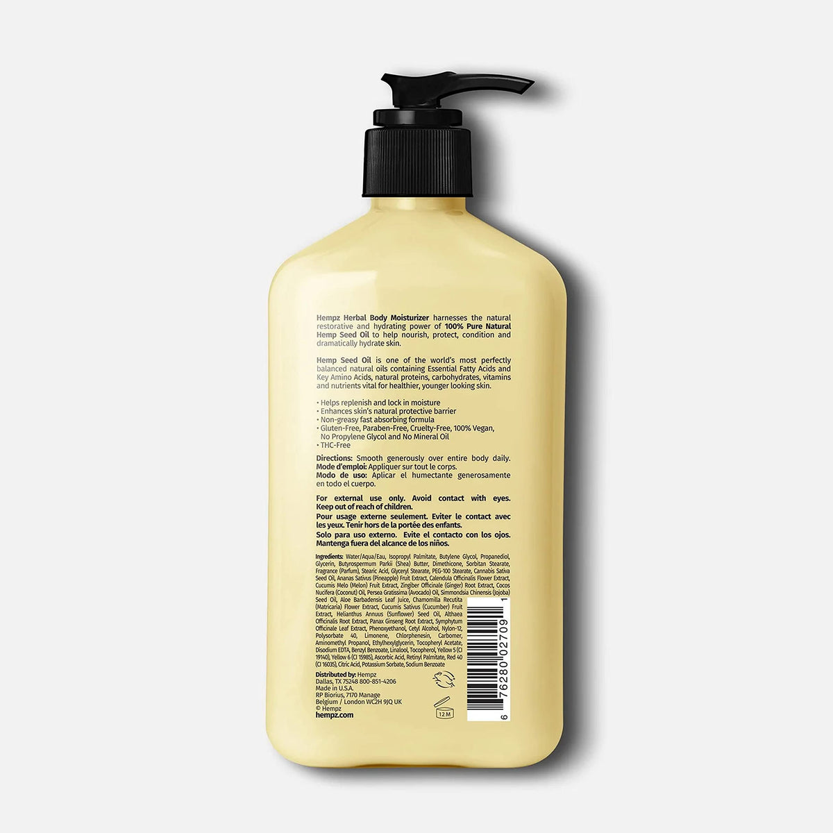Hempz bottle on bathroom vanity suggesting daily routine benefit