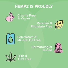 Hempz bottle on bathroom vanity in a lifestyle setting promoting daily routine use