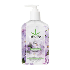 Hempz front packaging of lilac lotion showing bottle and cap, attractive gift look