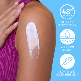 Hempz lotion texture close-up showing creamy finish and fast-absorbing hydration benefit