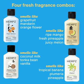 Hempz Original mini bottle front label highlighting soothing fragrance