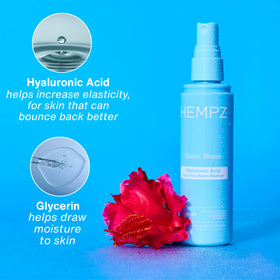 Hempz ingredient label highlighting hyaluronic acid and hemp seed oil