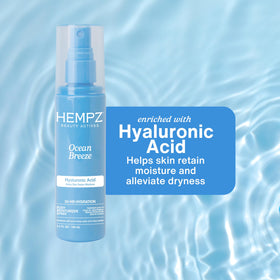 Hempz bottle next to passport showing travel-friendly 3.4 fl.oz size