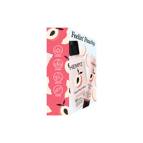 Hempz Juicy Peach Slices lotion texture close-up demonstrating quick-absorbing, lightweight hydration