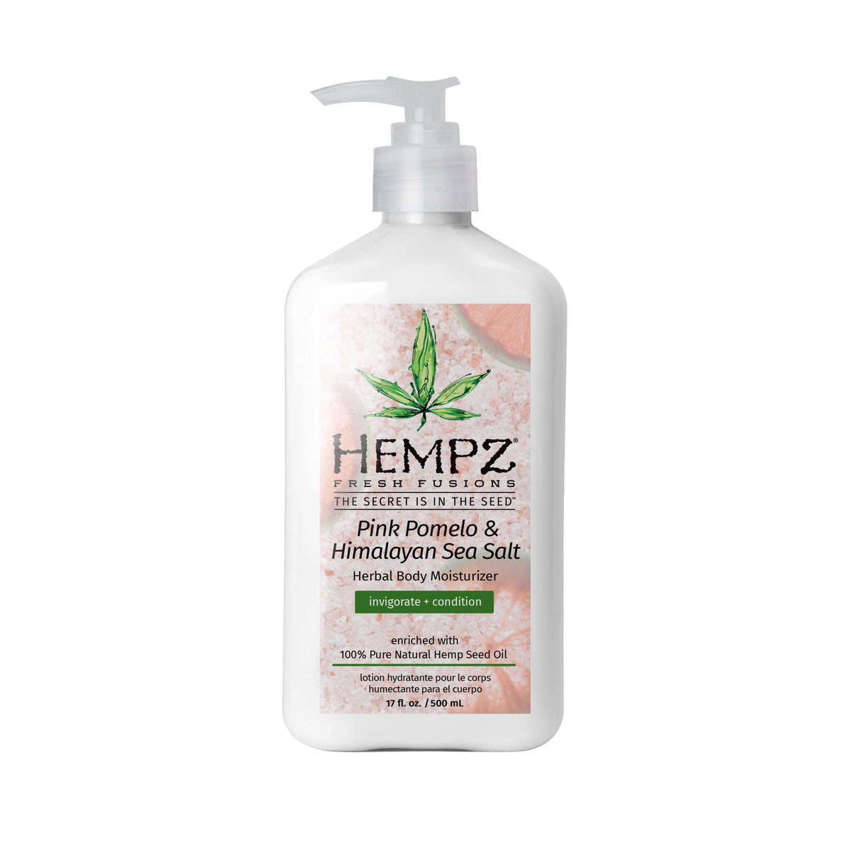 Hempz front packaging showing bottle and scent label benefits hydration