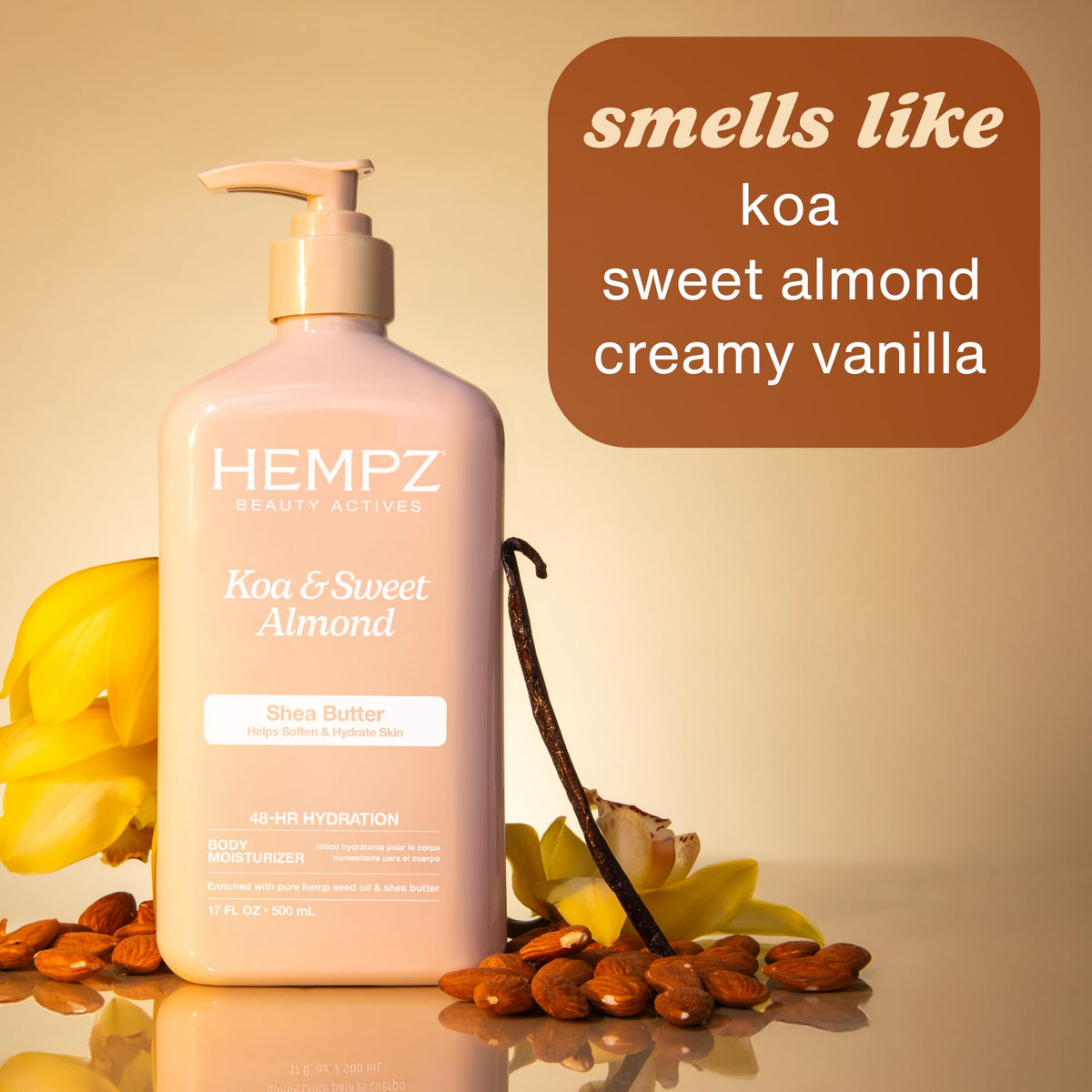 Hempz pump dispensing lotion onto hand for quick non-greasy hydration benefit