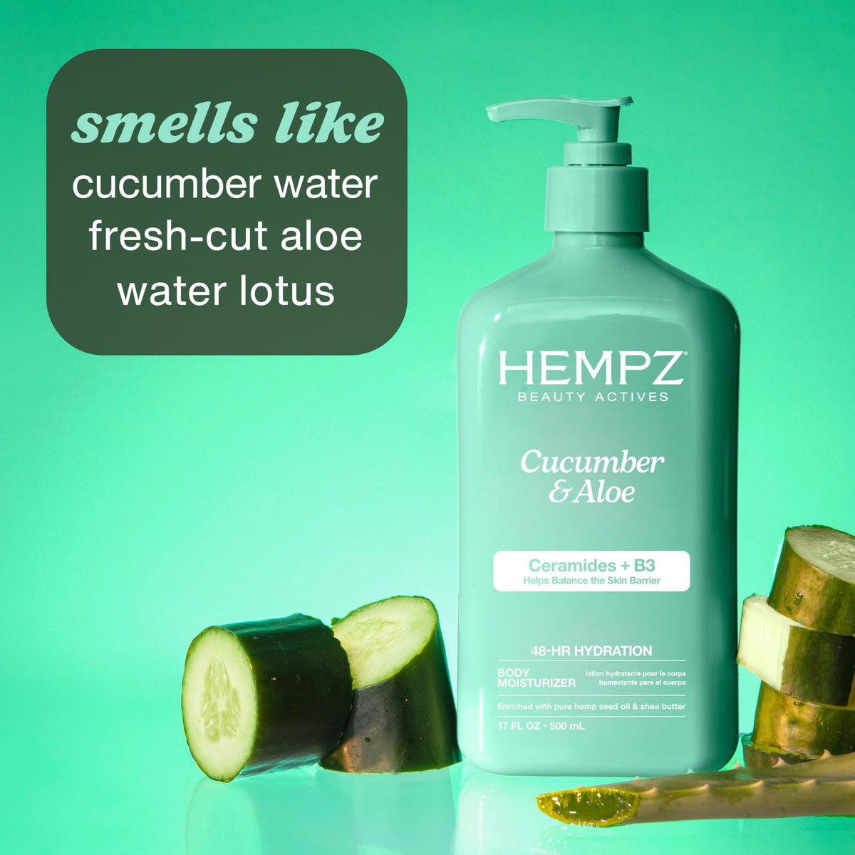 Hempz lotion being dispensed from pump for convenient everyday use