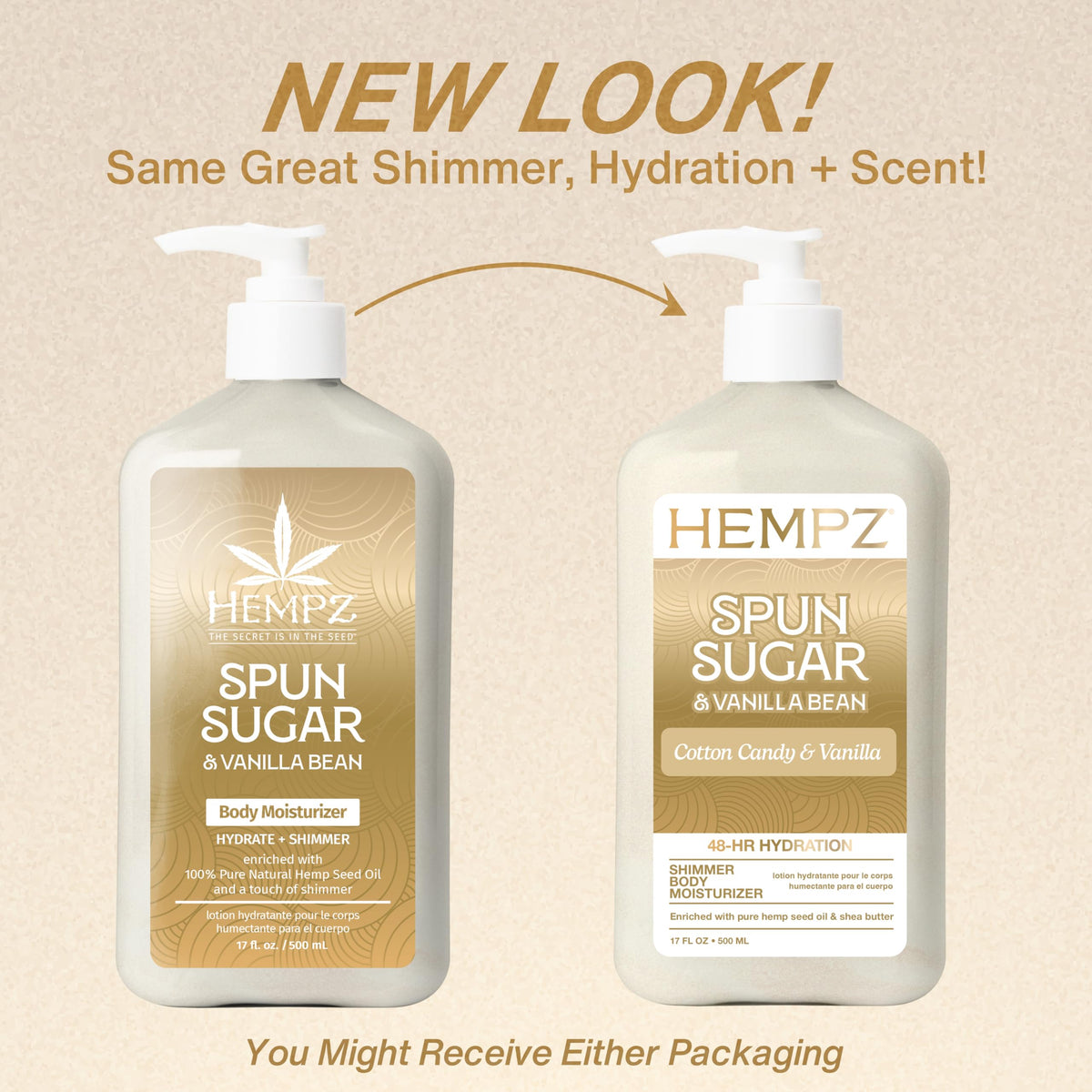 Hempz lotion texture on hand being dispensed, shows creamy hydration