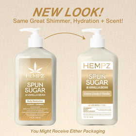 Hempz lotion texture on hand being dispensed, shows creamy hydration