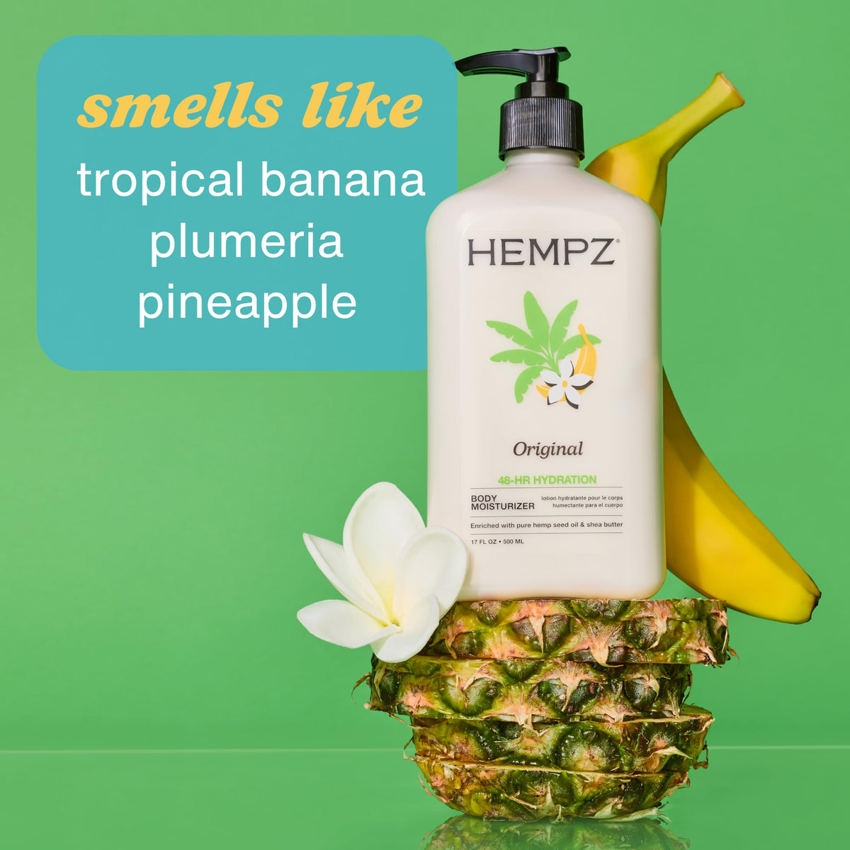Hempz lotion being dispensed from pump for easy daily application benefit