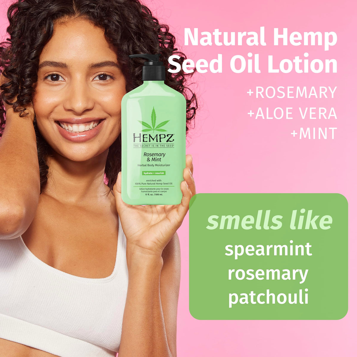 Hempz pump dispensing lotion for easy controlled application and quick absorption