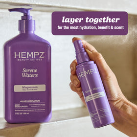 Hempz bottle on bathroom vanity showing everyday use and fast absorption