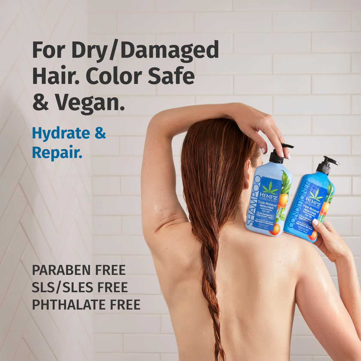 Hempz label close-up highlighting ingredients and color-safe claim