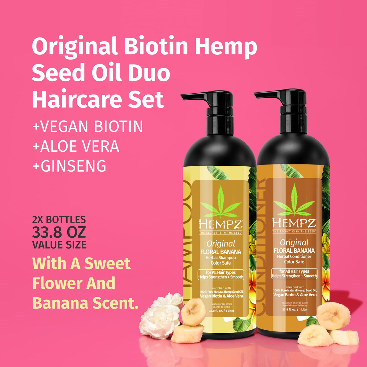 Hempz shampoo pump closeup highlighting easy dispensing and hydration