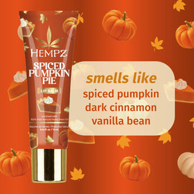 Hempz Spiced Pumpkin Pie lip balm open to reveal balm stick for smooth lips