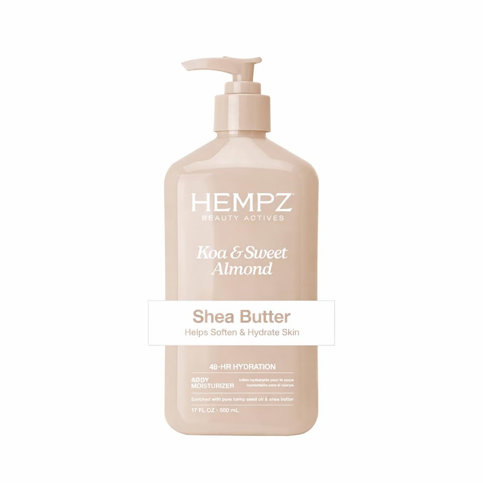 Hempz front packaging bottle showing brand and soothing almond scent benefit