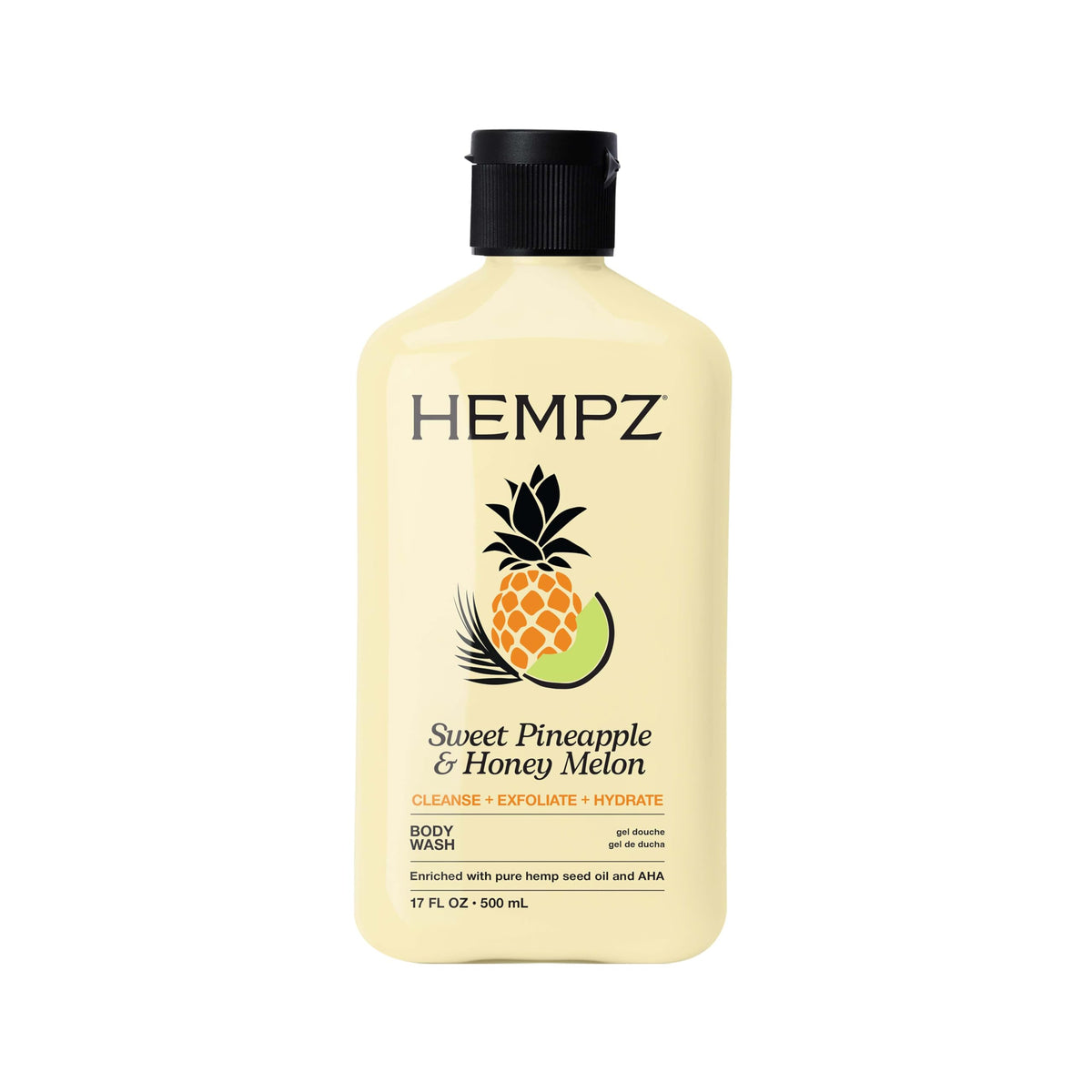 Hempz front bottle showing label and 17 fl oz size for clear product identification and benefits