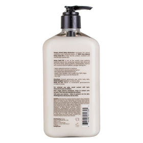 Hempz creamy lotion texture close-up demonstrating smooth, non-greasy absorption