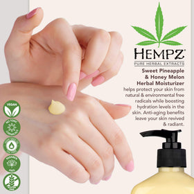 Hempz lotion texture close-up demonstrating creamy hydration benefit