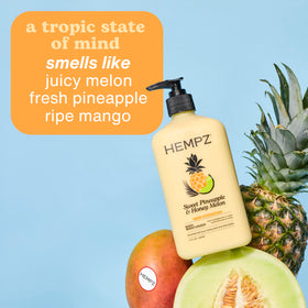 Hempz creamy texture swiped on skin showing moisturized, smooth finish benefit