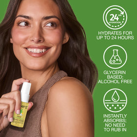 Hempz fine mist on skin showing lightweight hydration without greasiness