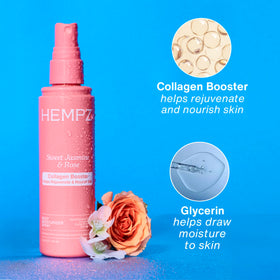 Travel flatlay with Hempz bottle in a bag illustrating TSA-friendly convenience