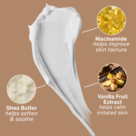 Hempz Vanilla Lux applied to forearm demonstrating moisturization and smoother skin appearance