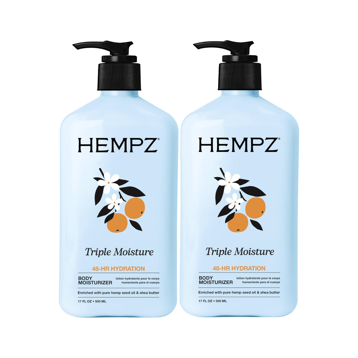 Hempz front packaging showing two 17 fl oz jars and brand logo for value