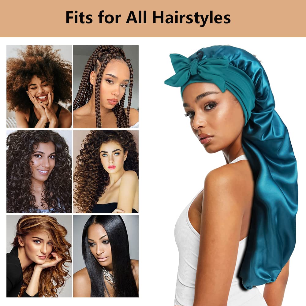 Heniho bonnet worn by model with locs showing roomy fit