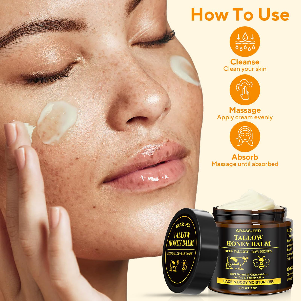 Hand applying Henjaca balm demonstrating smooth absorption and instant hydration