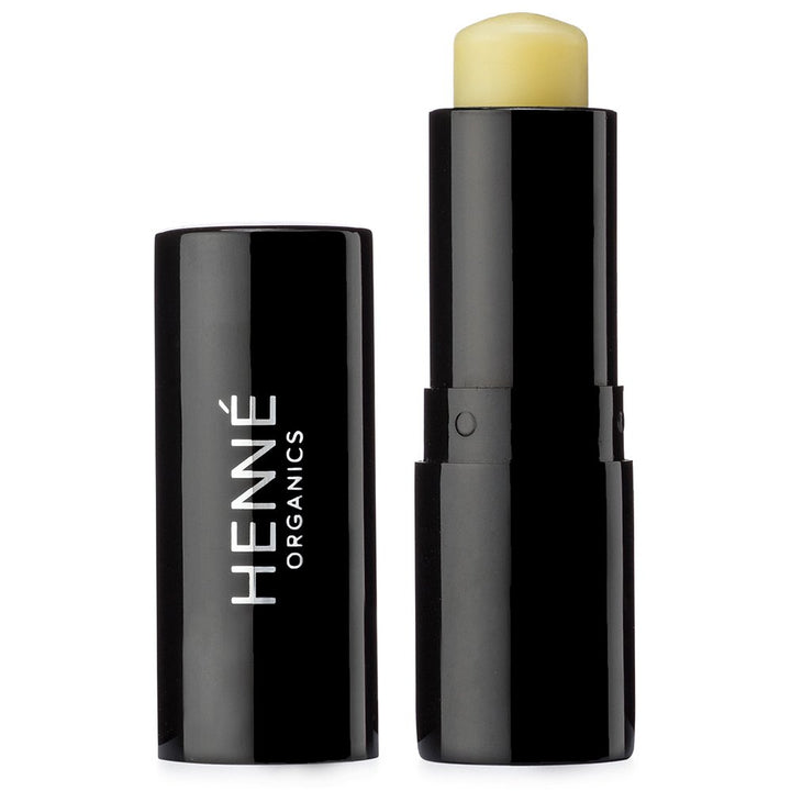 Henné Organics front tube view showing elegant black packaging and compact size