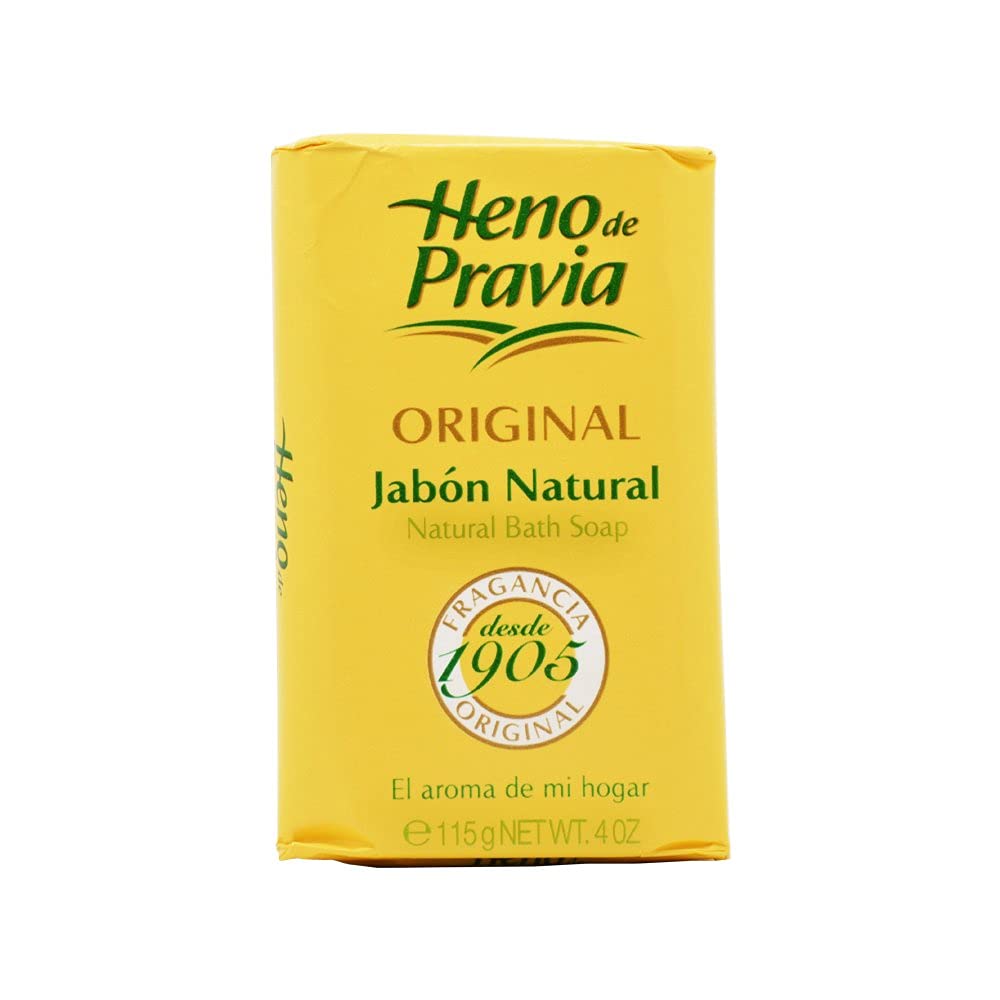 Heno de Pravia soap bar close-up texture revealing creamy lather potential