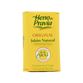 Heno de Pravia soap bar close-up texture revealing creamy lather potential