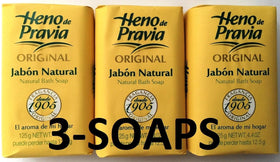 Heno de Pravia front packaging showing three 4 oz bars for classic gifting