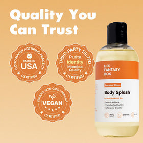 Her Fantasy Box label detail emphasizing vegan and cruelty-free benefits
