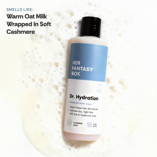 Her Fantasy Box pump dispensing creamy cleanser for easy use