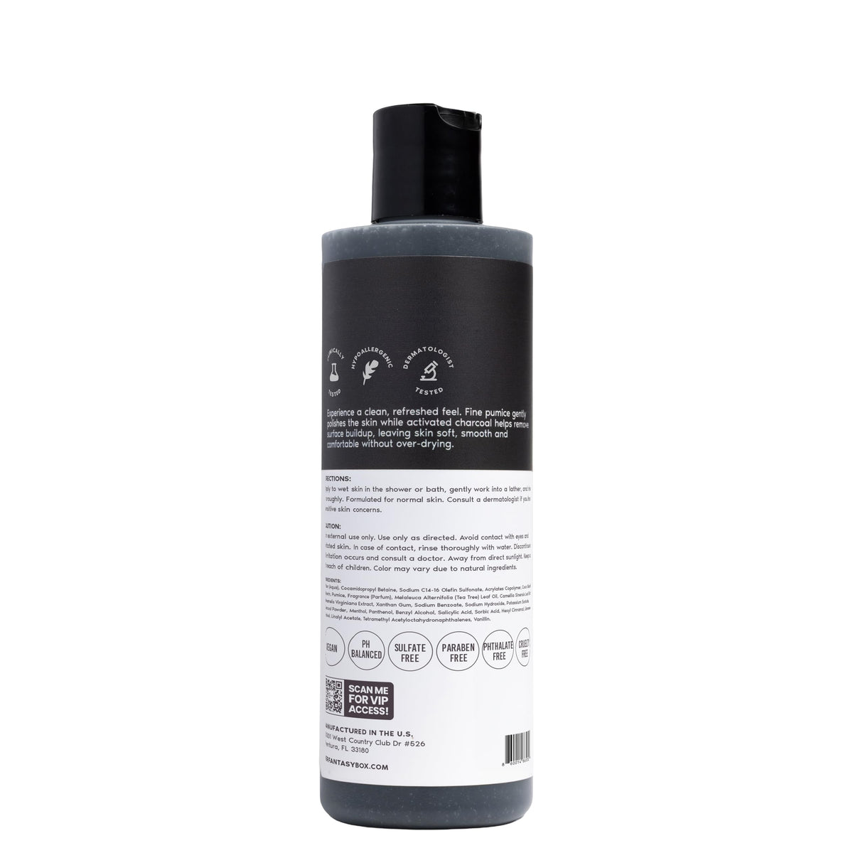 Her Fantasy Box foam on hand rinsing off to show cleansing and smooth-skin benefit