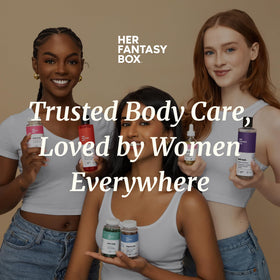 Her Fantasy Box pump dispense showing controlled dosing and easy use benefit
