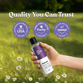 Her Fantasy Box bottle beside aloe leaves demonstrating soothing, hydrating properties