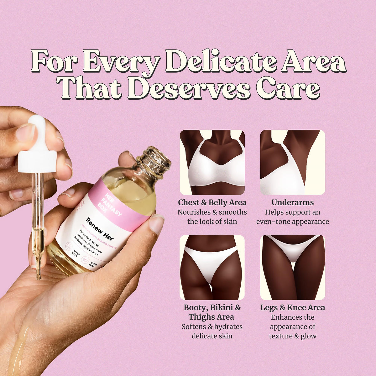 Her Fantasy Box application on hand illustrating easy massage and quick absorption