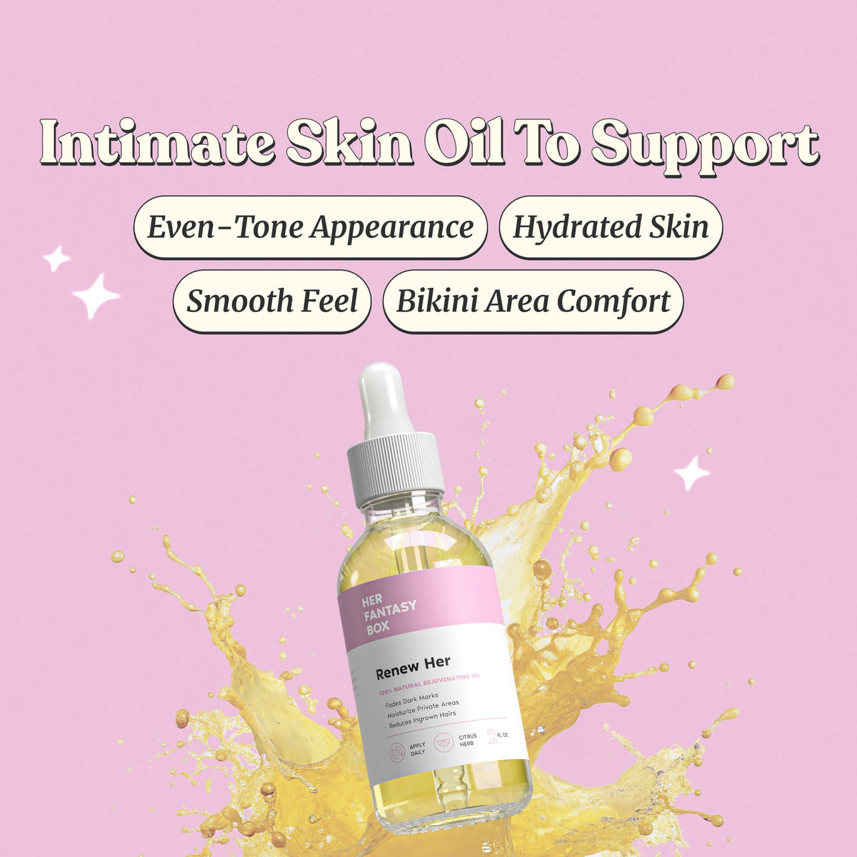 Her Fantasy Box ingredient blend view highlighting natural botanicals for brighter skin