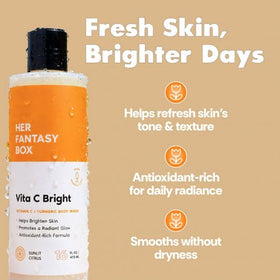 Her Fantasy Box in a shower setting illustrating an uplifting, energizing bathing experience