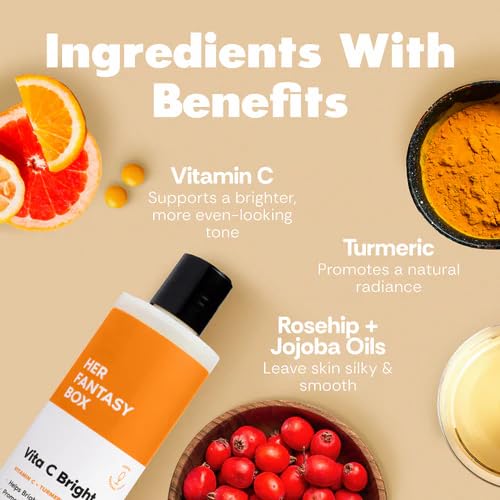 Her Fantasy Box turmeric and citrus ingredients display signaling antioxidant boost
